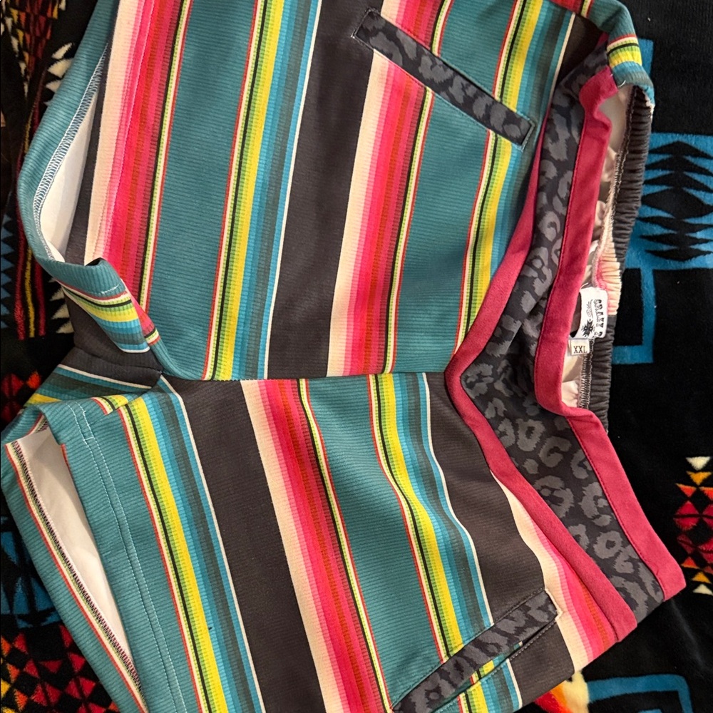 Crazy Train Serape Leopard Print Shorts